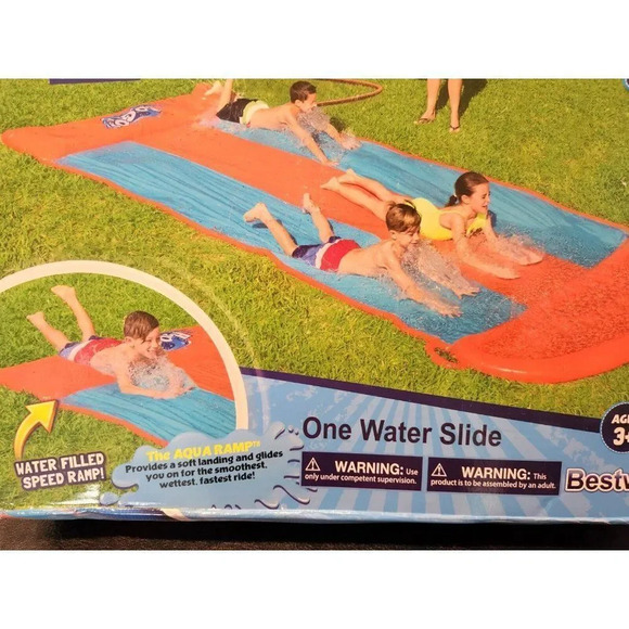 H20 Go Aqua Ramp Triple Water Slide Drench Water Pool Slip N Slide 18 FEET LONG - Picture 4 of 7